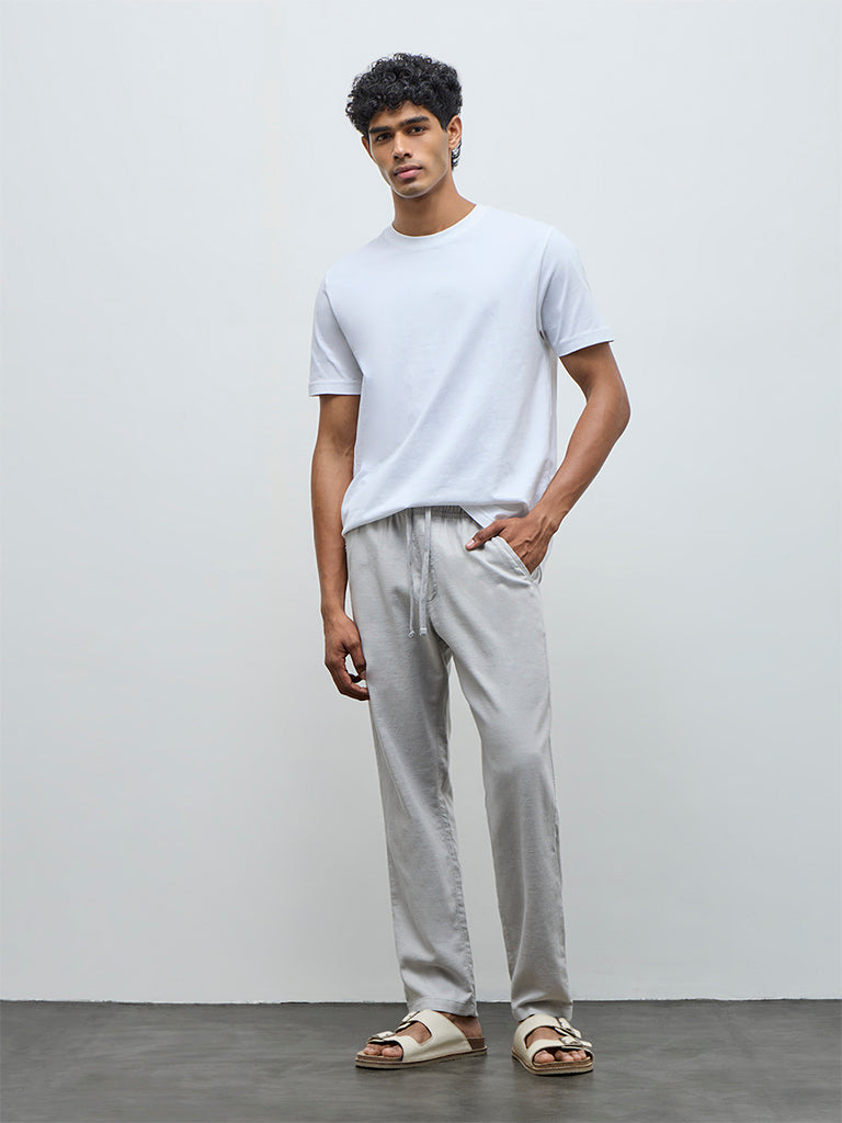 ETA Grey Relaxed-Fit Mid-Rise Cotton Chinos