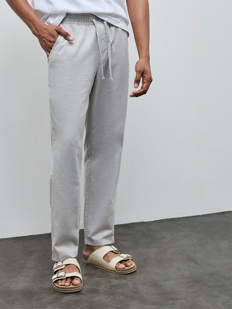 ETA Grey Relaxed-Fit Mid-Rise Cotton Chinos