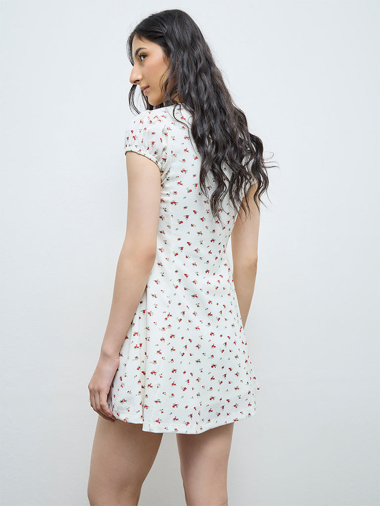 Nuon White Floral A-Line Dress