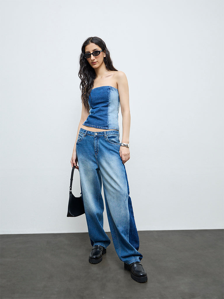 Nuon Blue Faded High-Rise Jeans