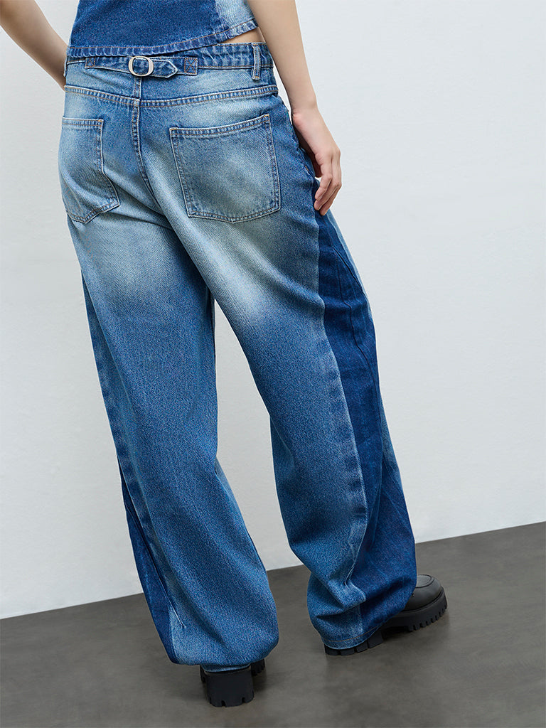 Nuon Blue Faded High-Rise Jeans