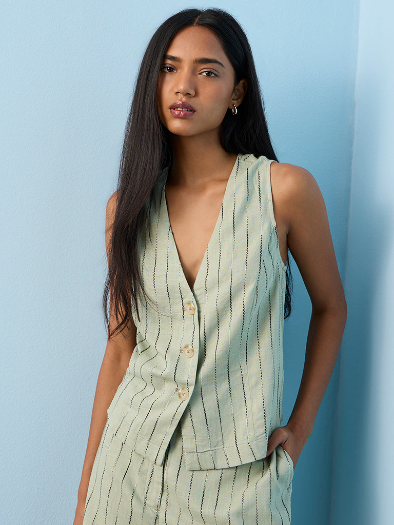 LOV Sage Embroidered Waistcoat