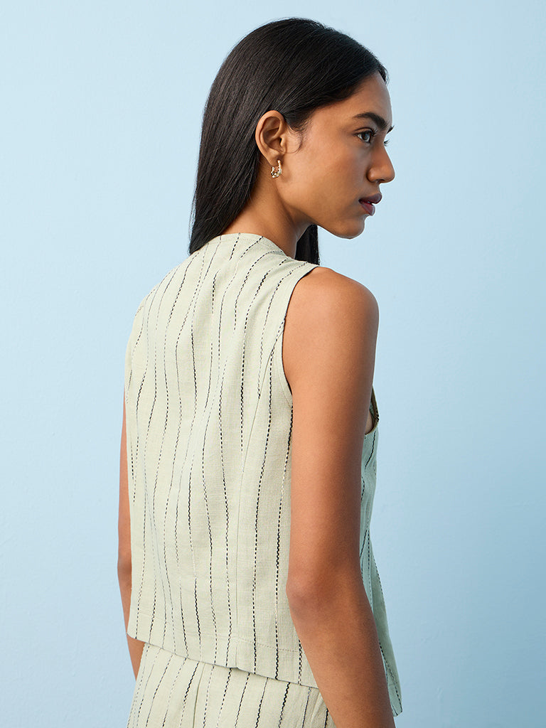 LOV Sage Embroidered Waistcoat