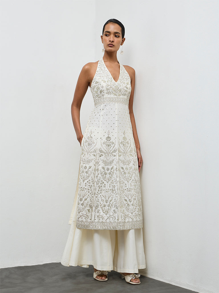 Vark Off-White Embroidered A-Line Ethic Set