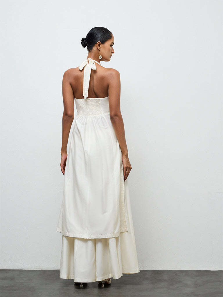 Vark Off-White Embroidered A-Line Ethic Set