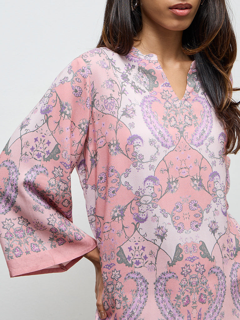 Utsa Dusty Pink Argyle Printed Tunic