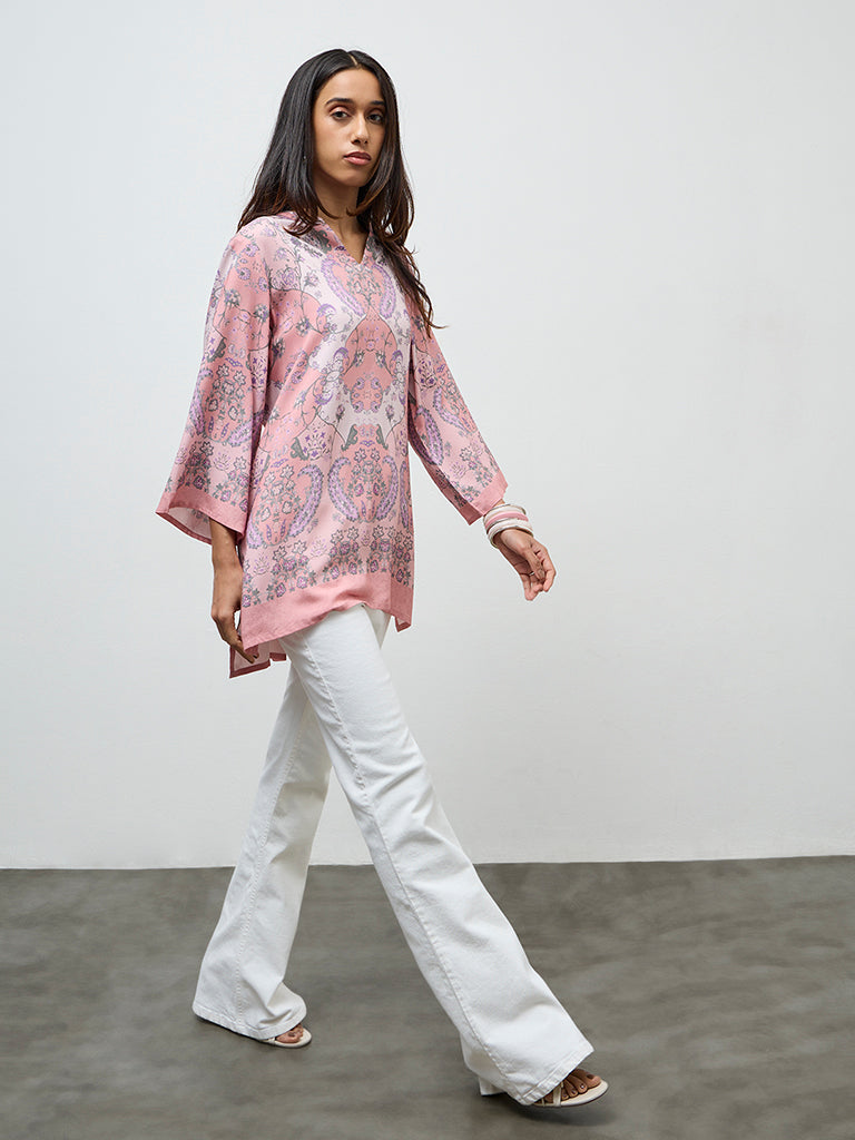 Utsa Dusty Pink Argyle Printed Tunic