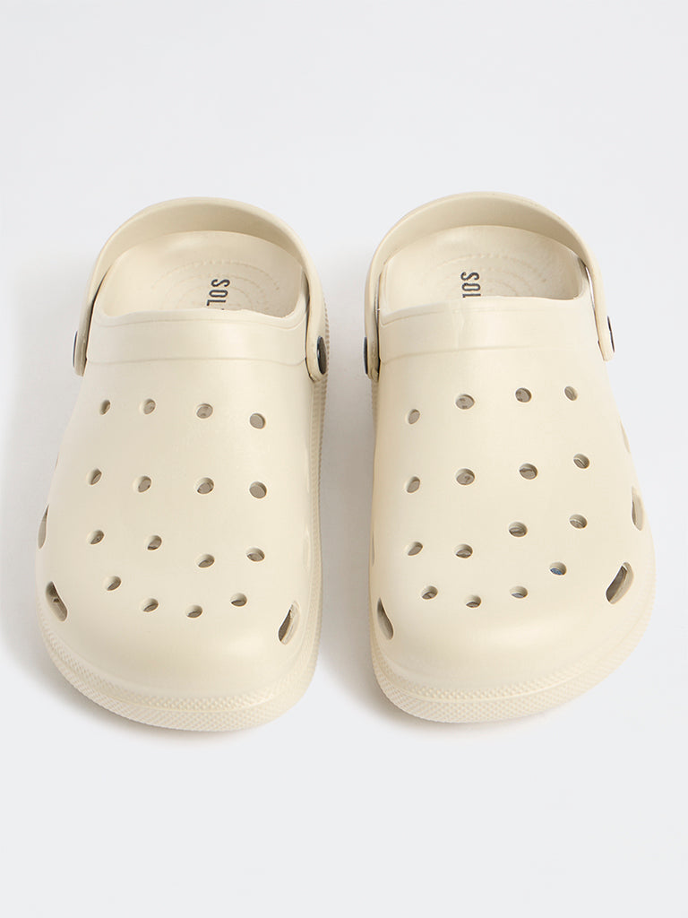 SOLEPLAY Ivory Perforated Clogs