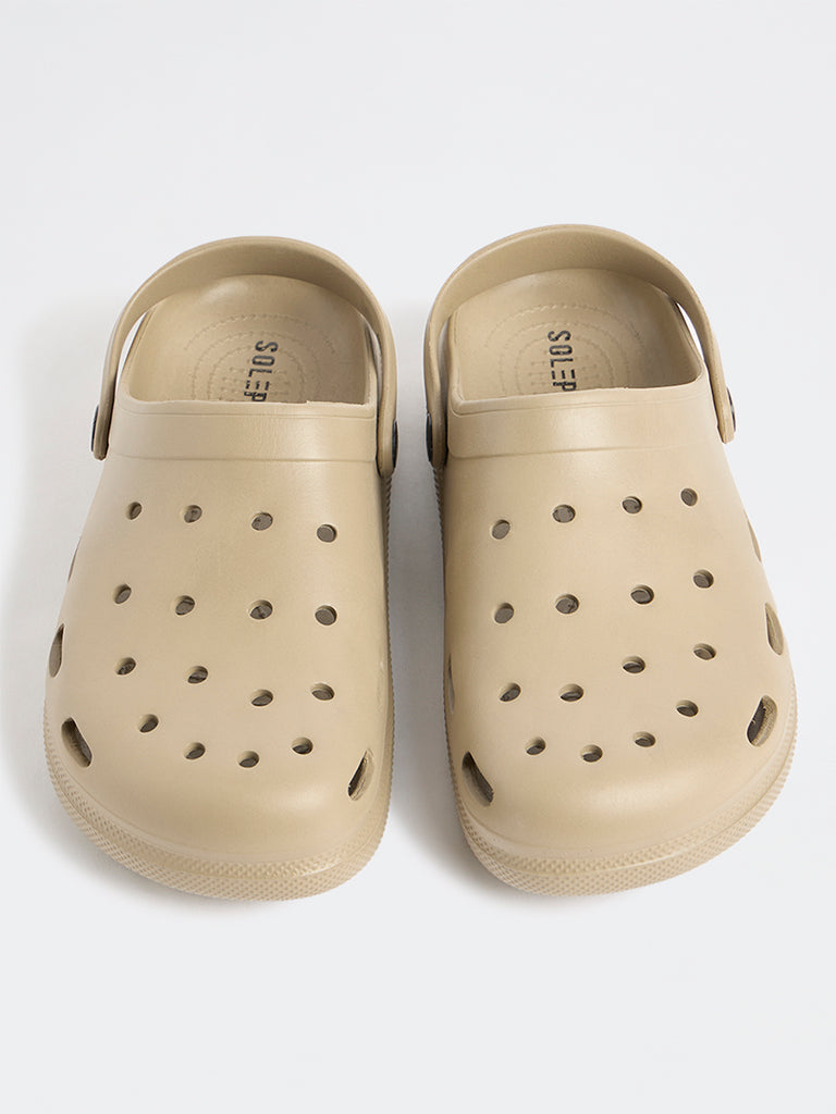 SOLEPLAY Taupe Perforated Clogs