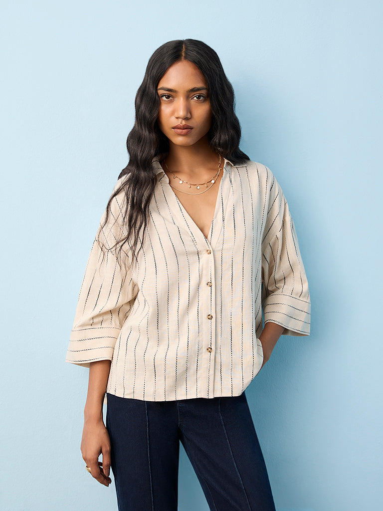 LOV Beige Embroidered Shirt
