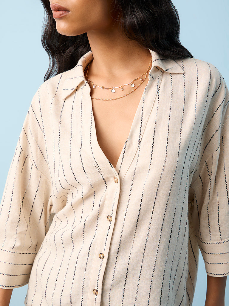 LOV Beige Embroidered Shirt