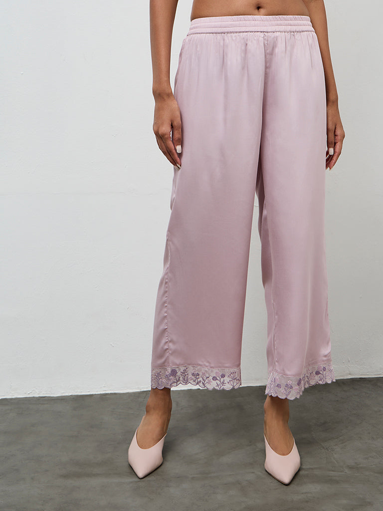 Zuba Lilac Floral Lace Design Ethnic Pants
