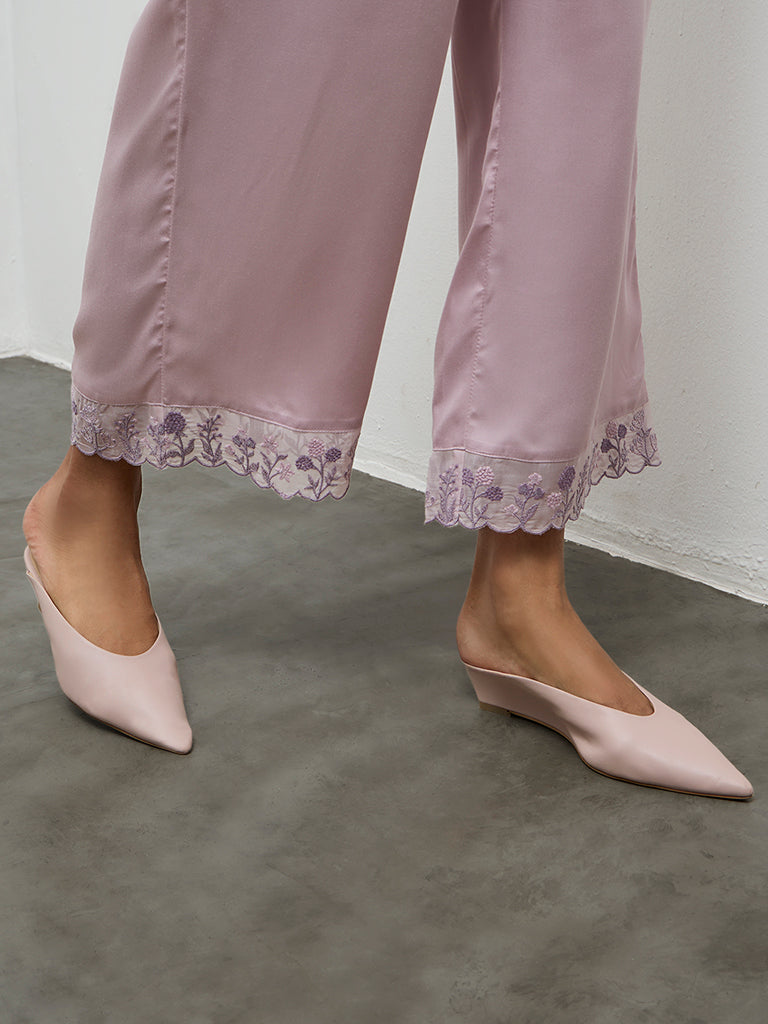 Zuba Lilac Floral Lace Design Ethnic Pants