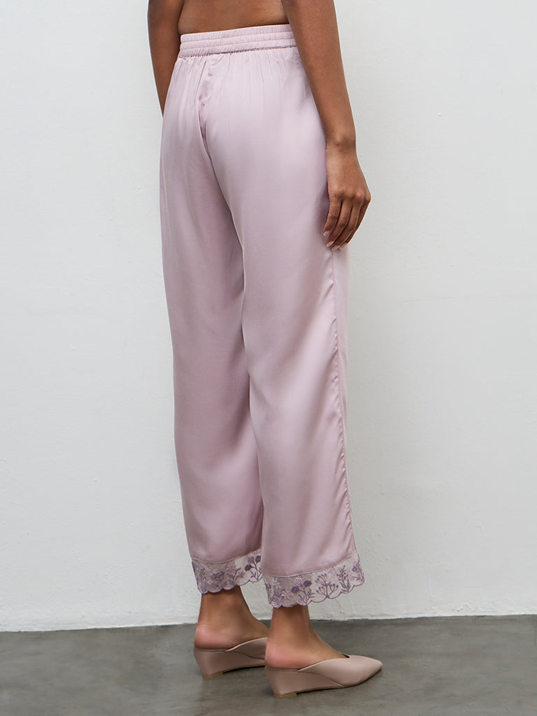 Zuba Lilac Floral Lace Design Ethnic Pants