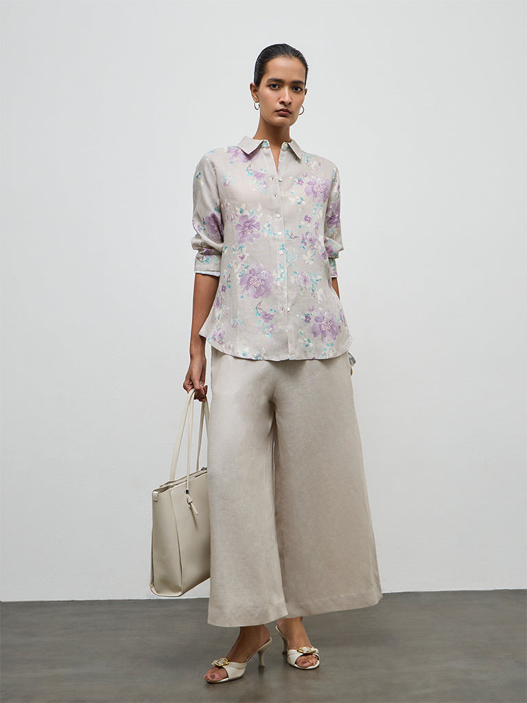 Zuba Light Beige Linen Pants