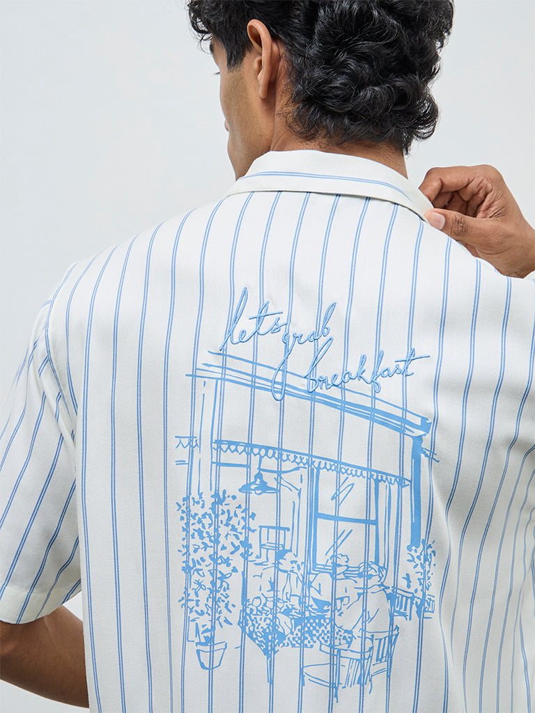 Nuon Off-White Striped Relaxed-Fit Shirt