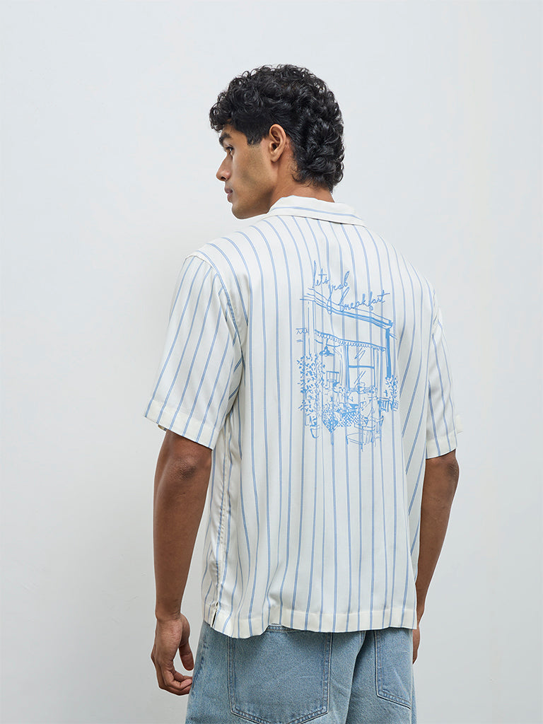 Nuon Off-White Striped Relaxed-Fit Shirt
