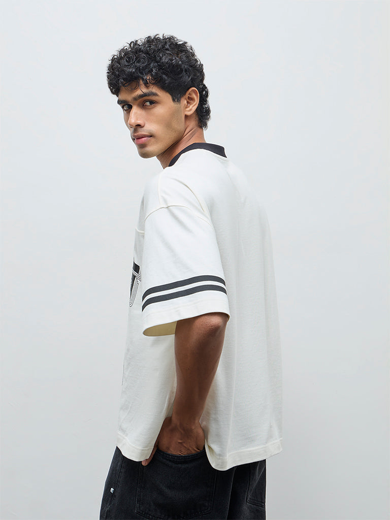 Nuon Off-White Printed Oversized-Fit Cotton T-Shirt