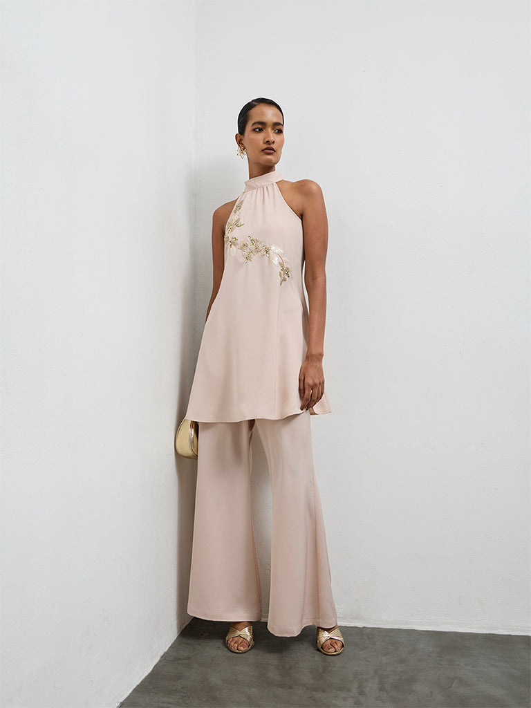 Vark Beige Embellished Ethnic Set
