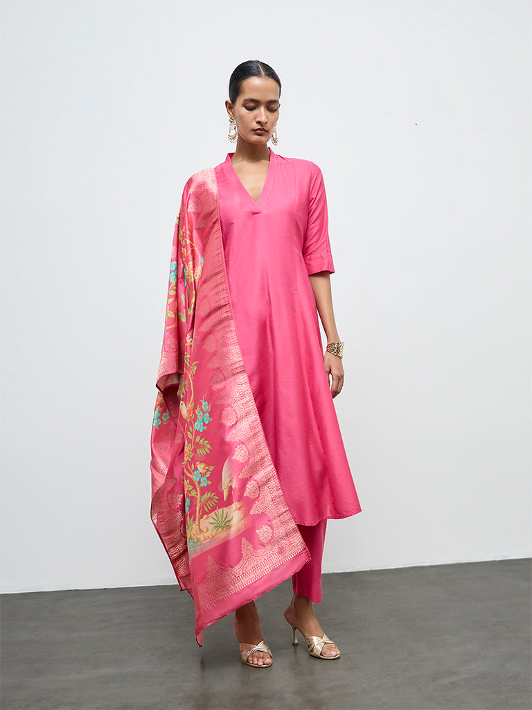 Vark Pink Anarkali Ethnic Set