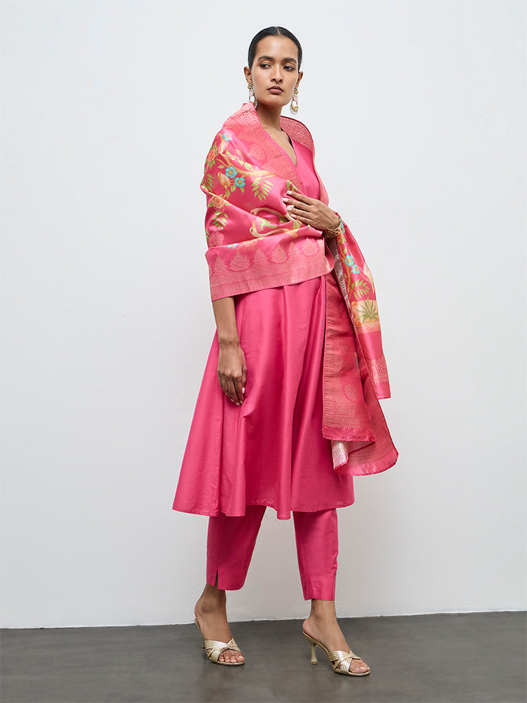 Vark Pink Anarkali Ethnic Set