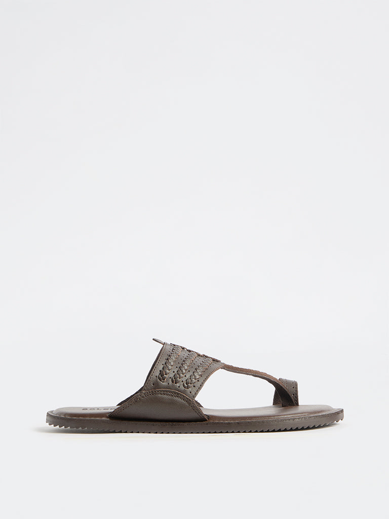 SOLEPLAY Brown Braided-Detailed Kolhapuri Sandals