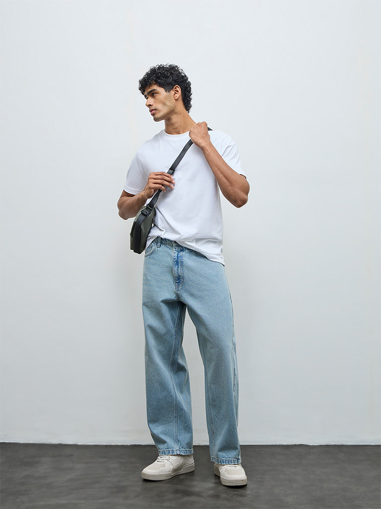 Nuon Blue Relaxed-Fit Mid-Rise Jeans