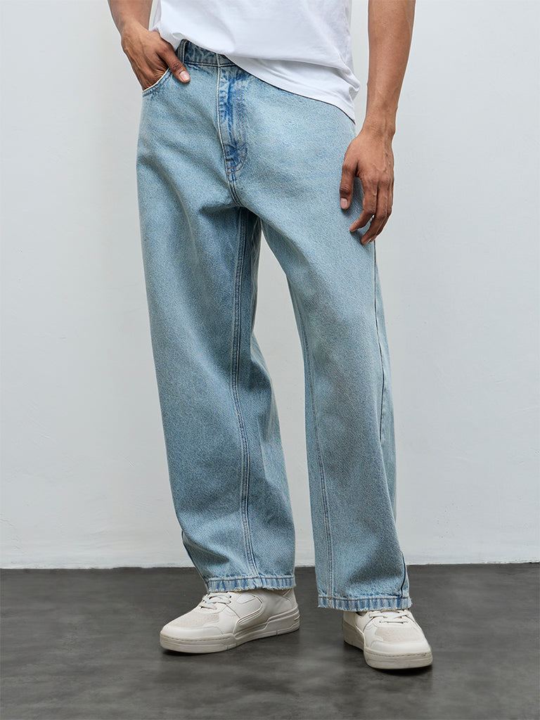 Nuon Blue Relaxed-Fit Mid-Rise Jeans