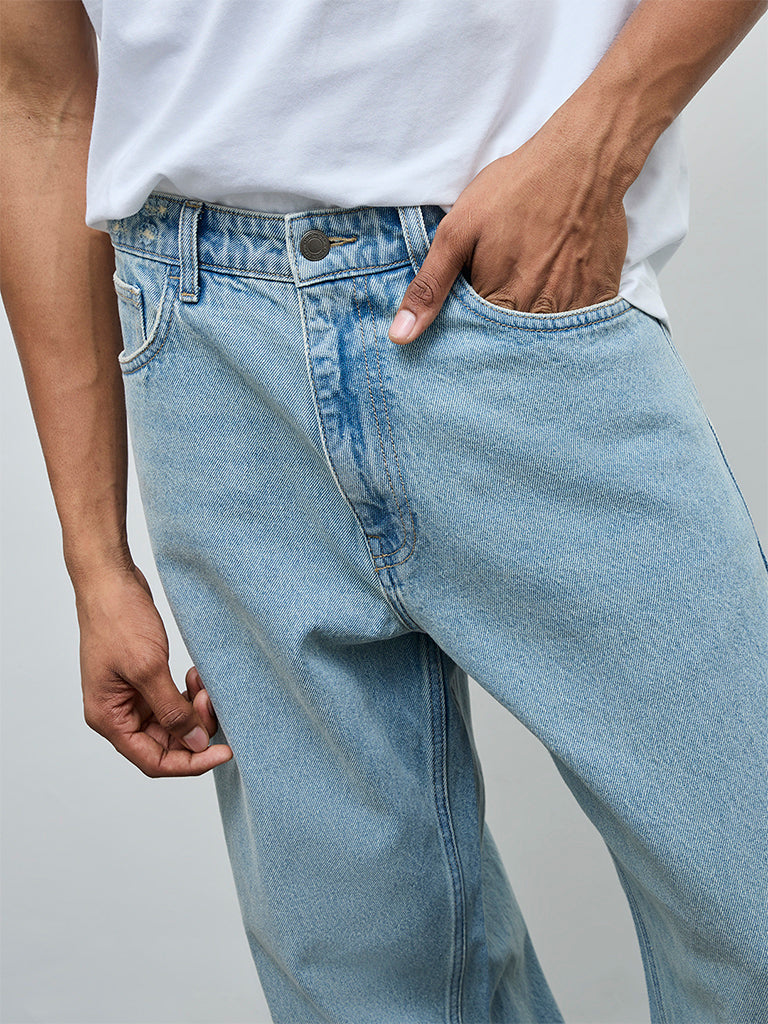 Nuon Blue Relaxed-Fit Mid-Rise Jeans