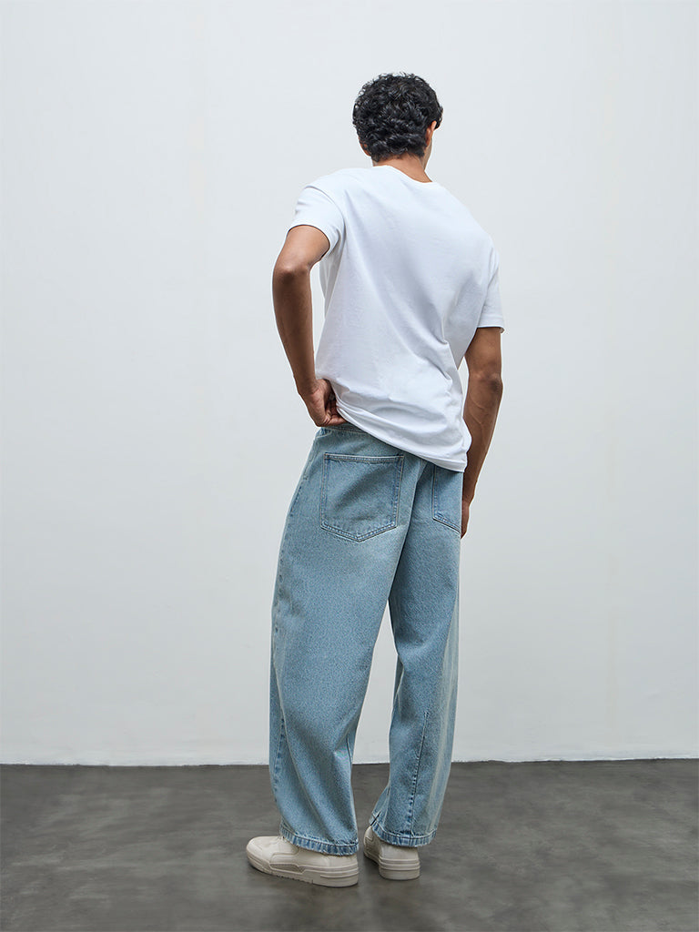 Nuon Blue Relaxed-Fit Mid-Rise Jeans