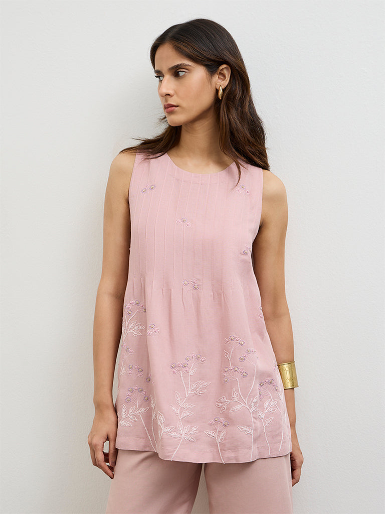 Zuba Lilac Embroidered Tunic
