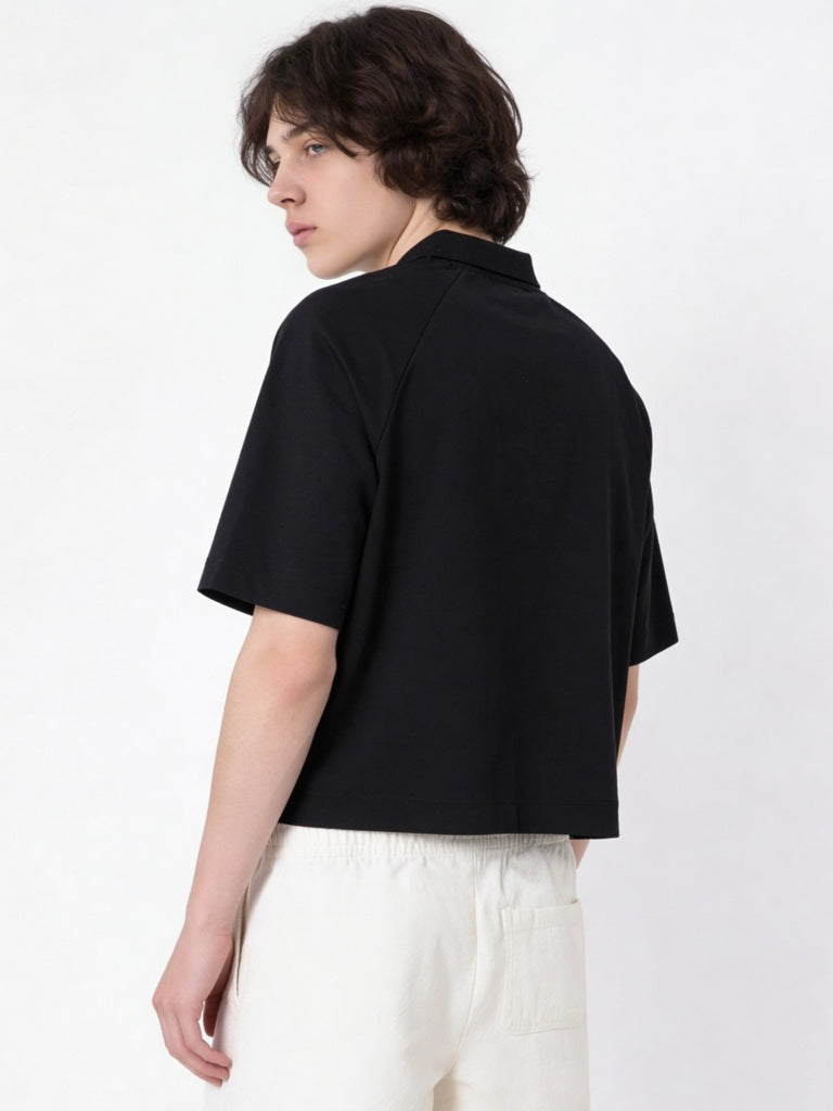 Boys Black Text-Printed T-Shirt