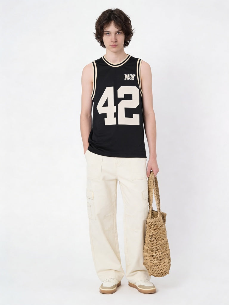 Boys Black Printed Sleeveless T-Shirt