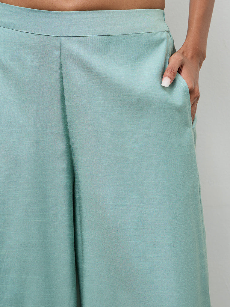Zuba Turquoise Solid Pants