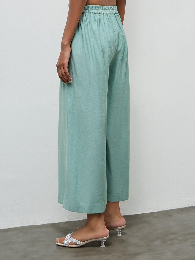 Zuba Turquoise Solid Pants