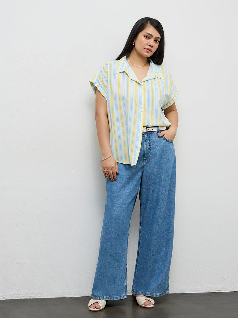 Gia Blue Straight-Fit High-Rise Jeans
