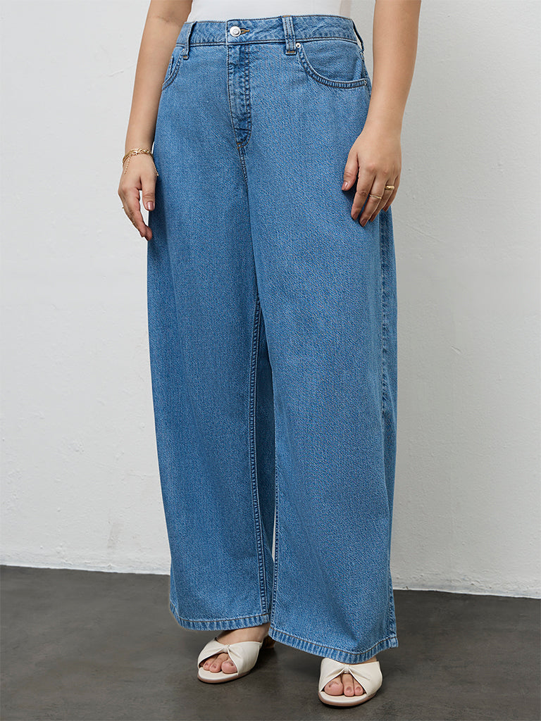 Gia Blue Straight-Fit High-Rise Jeans
