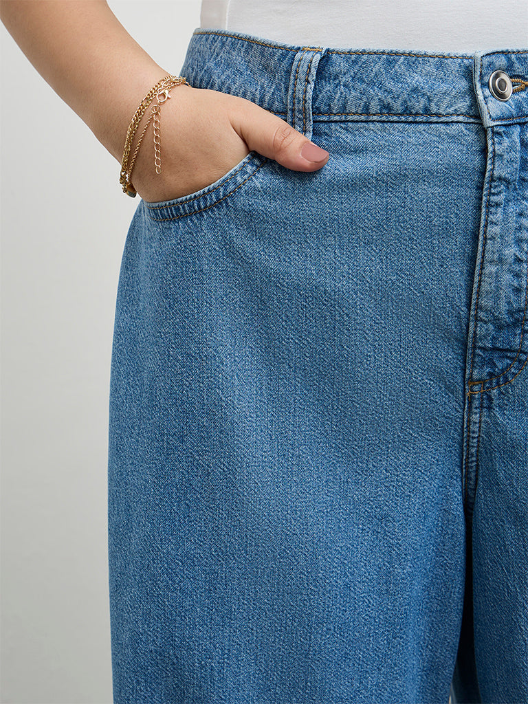 Gia Blue Straight-Fit High-Rise Jeans