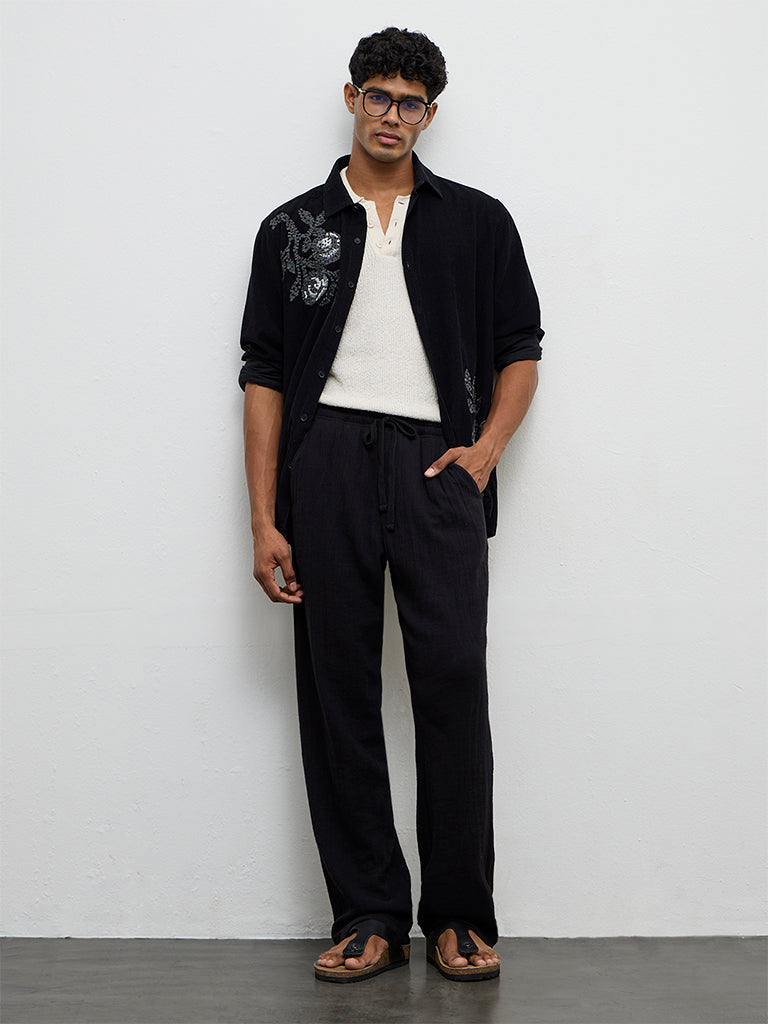 ETA Black Relaxed-Fit Mid-Rise Chinos