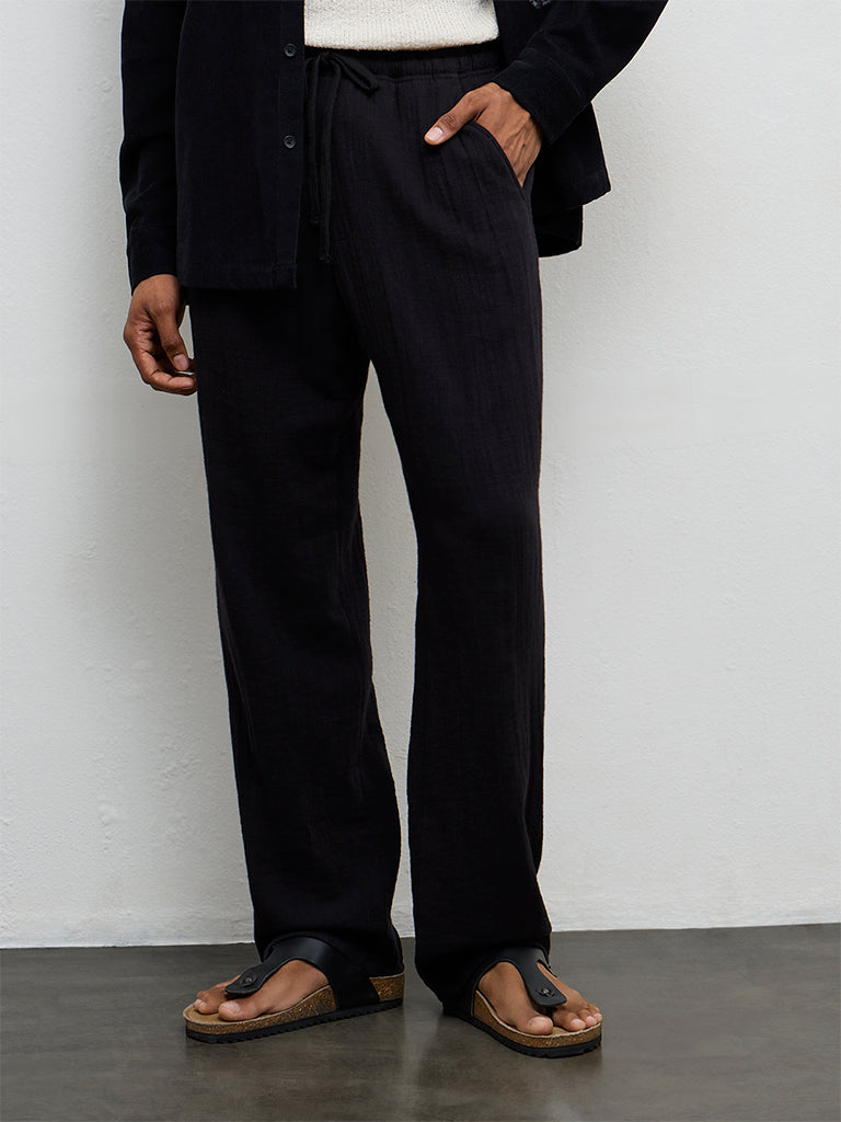 ETA Black Relaxed-Fit Mid-Rise Chinos