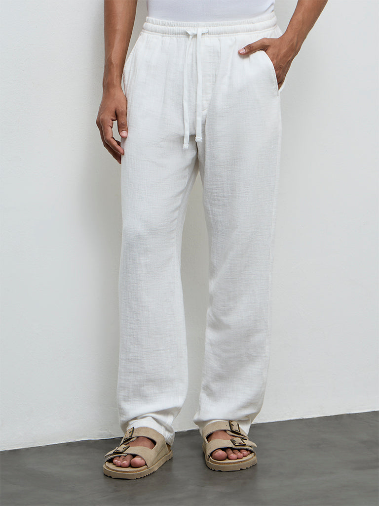 ETA White Relaxed-Fit Mid-Rise Cotton Chinos