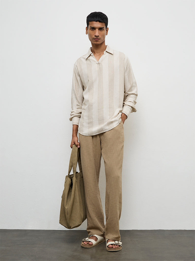 ETA Taupe Relaxed-Fit Mid-Rise Cotton Chinos