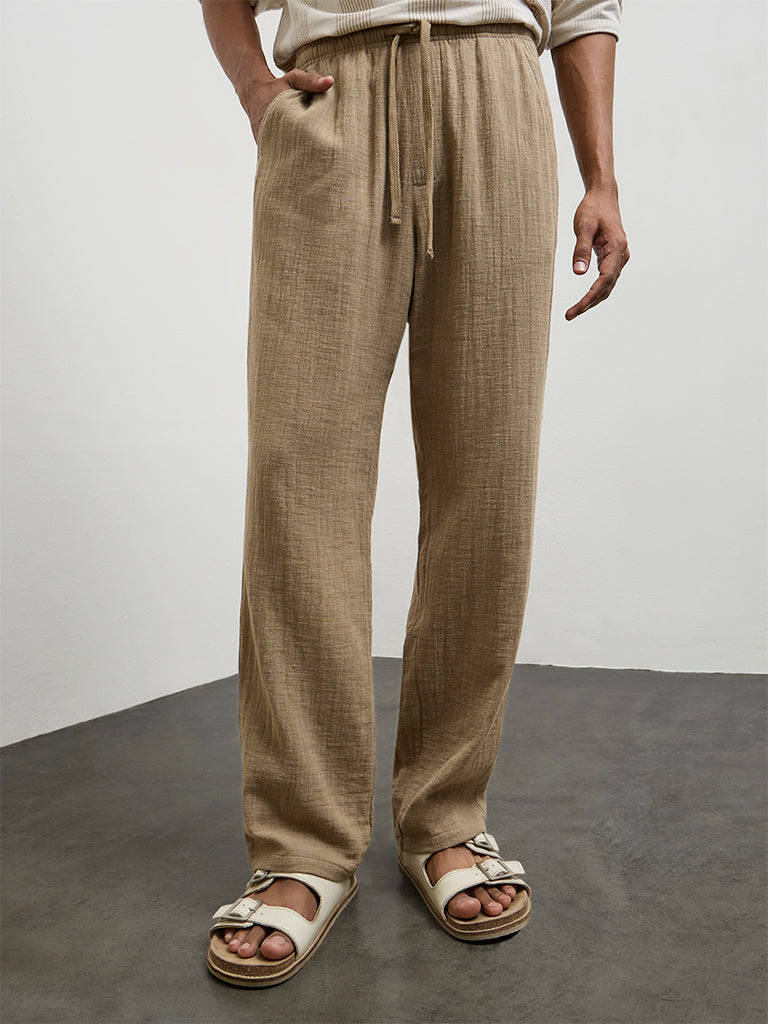 ETA Taupe Relaxed-Fit Mid-Rise Cotton Chinos