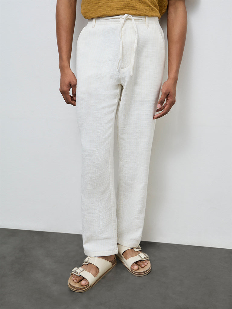 ETA White Relaxed-Fit Mid-Rise Cotton Chinos