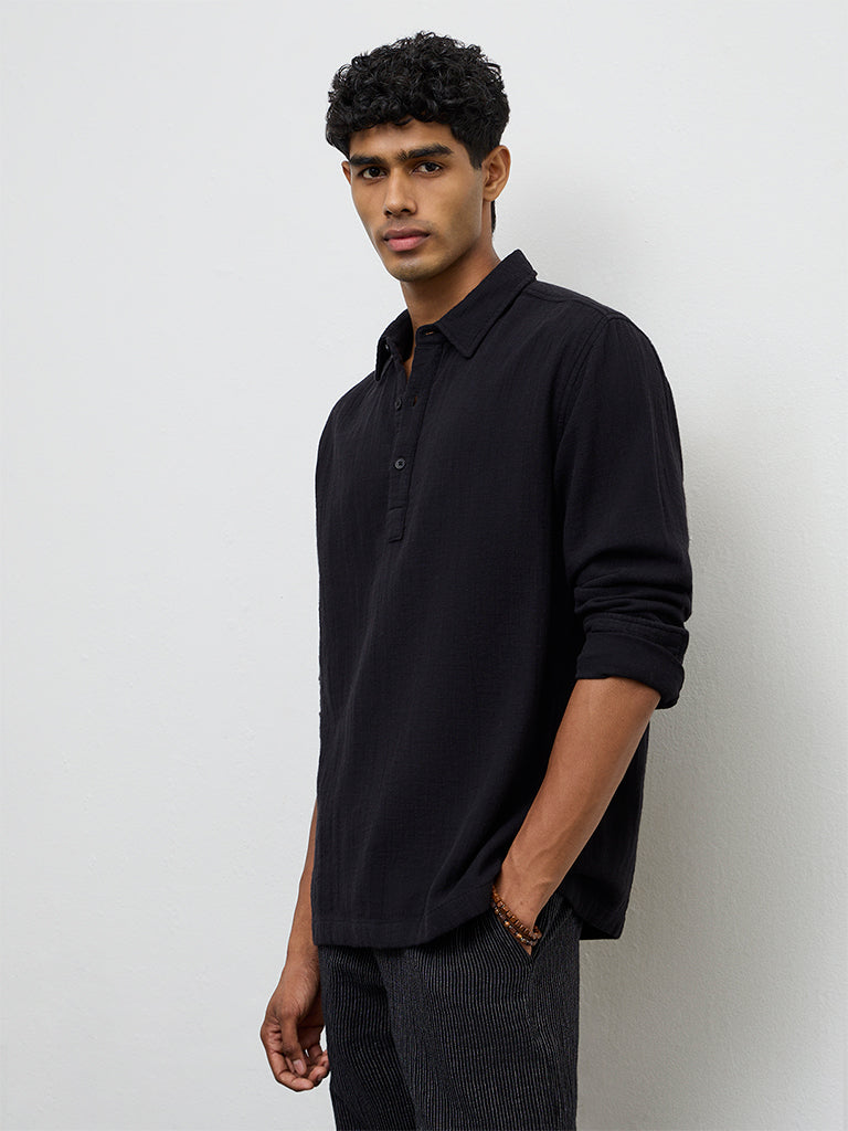 ETA Black Relaxed-Fit Cotton Shirt