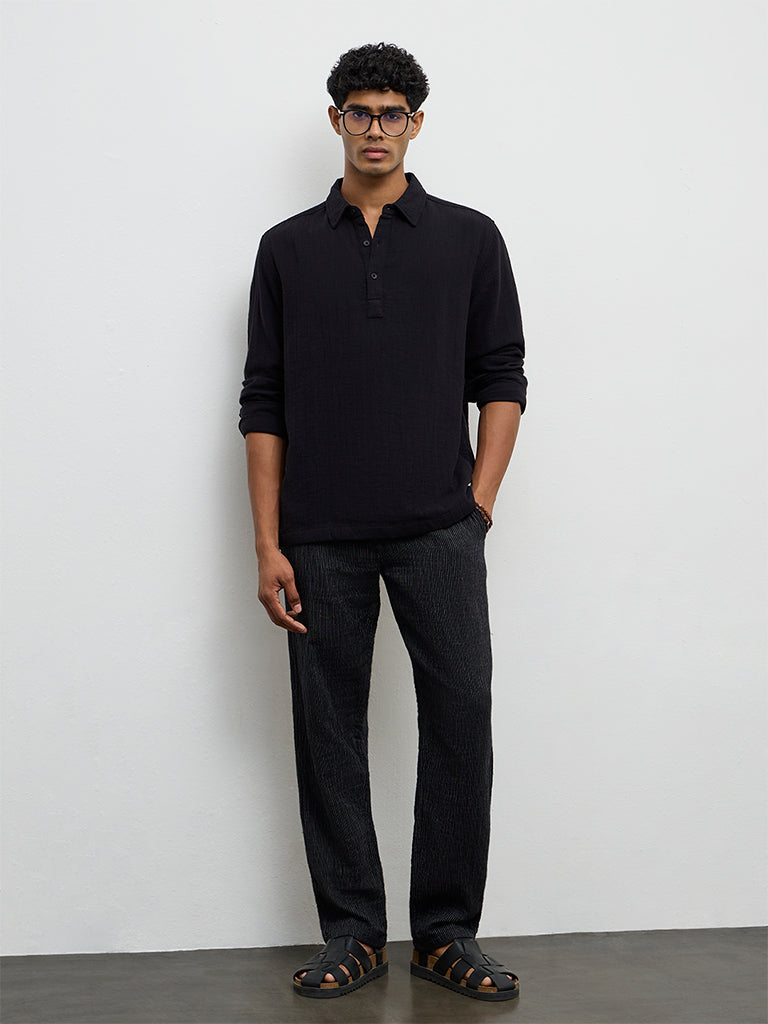 ETA Black Relaxed-Fit Cotton Shirt