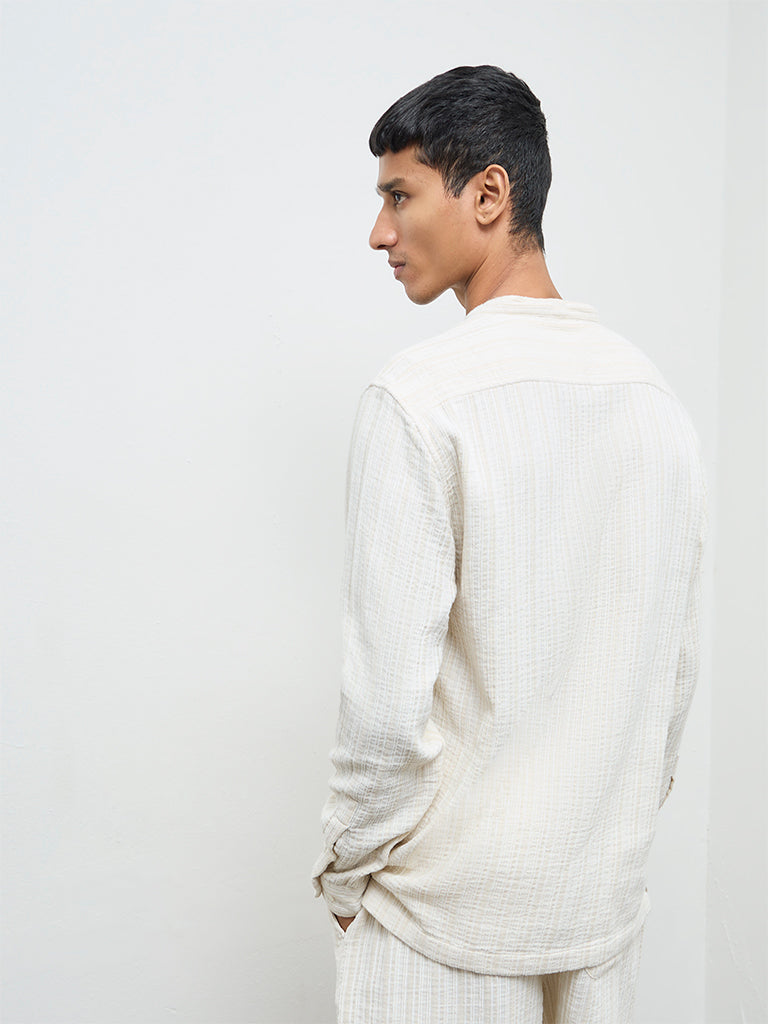 ETA Off-White Textured Relaxed-Fit Cotton-Blend Shirt
