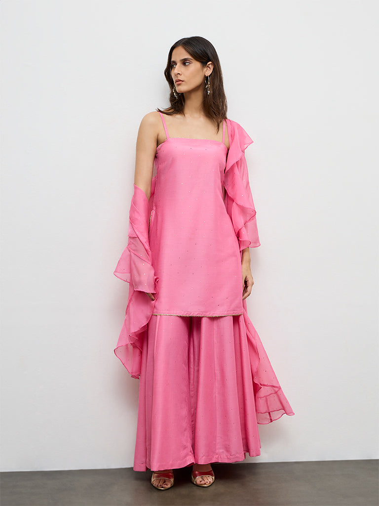 Vark Pink Embellished Ethnic Set