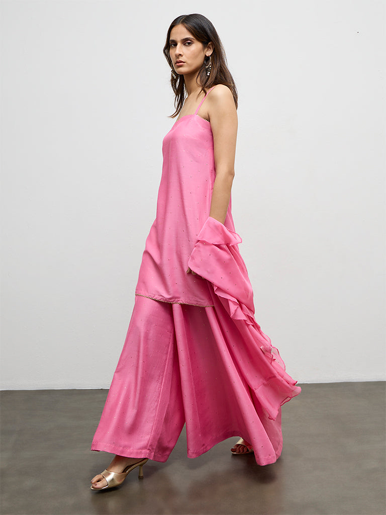 Vark Pink Embellished Ethnic Set