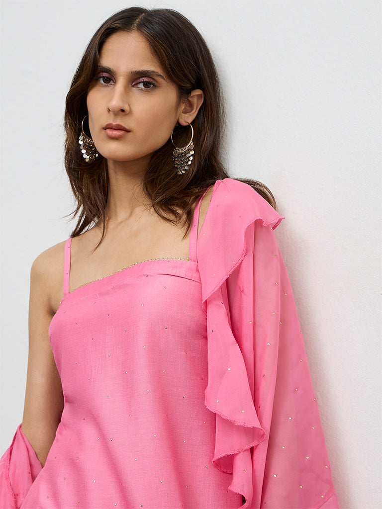 Vark Pink Embellished Ethnic Set